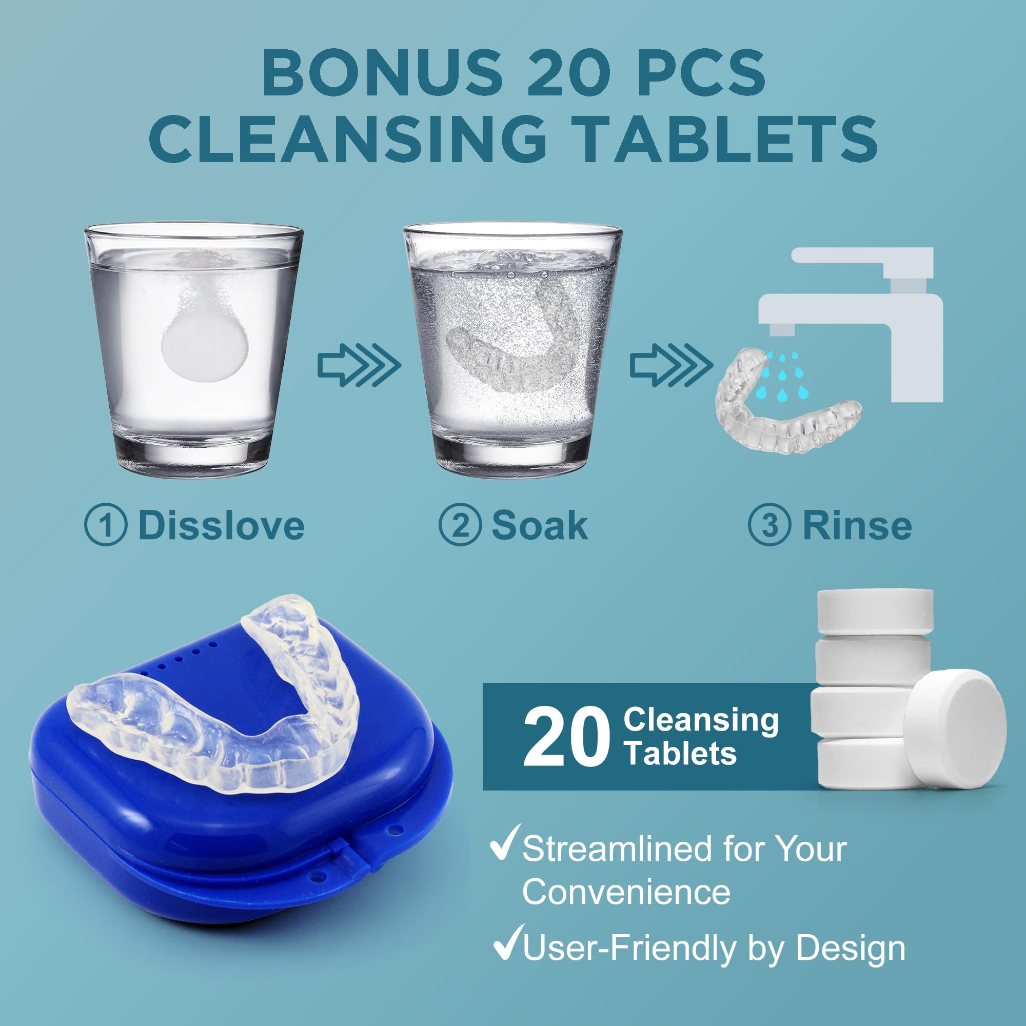 4-pack of mouth guards included for multiple uses