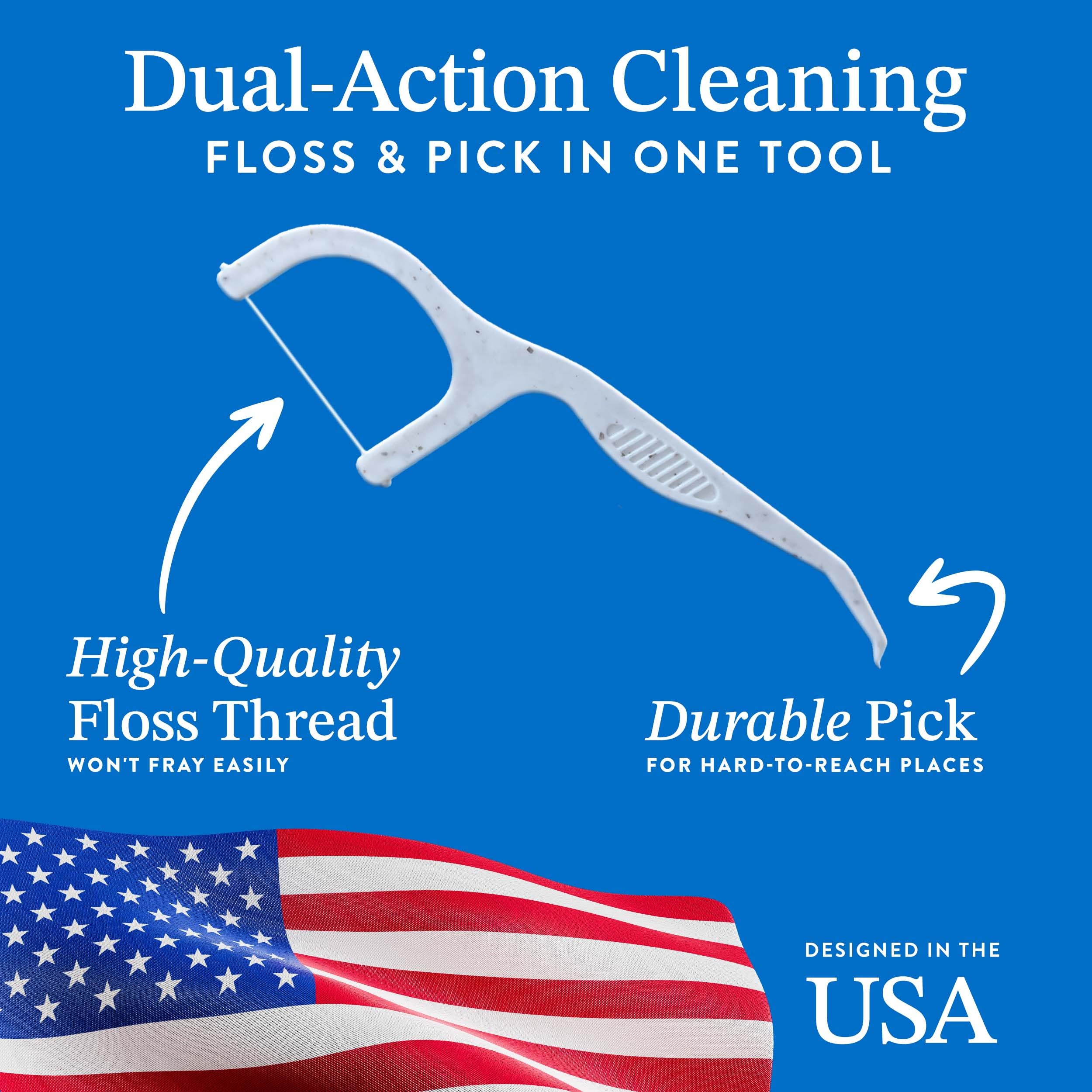Mint-flavored biodegradable floss pick