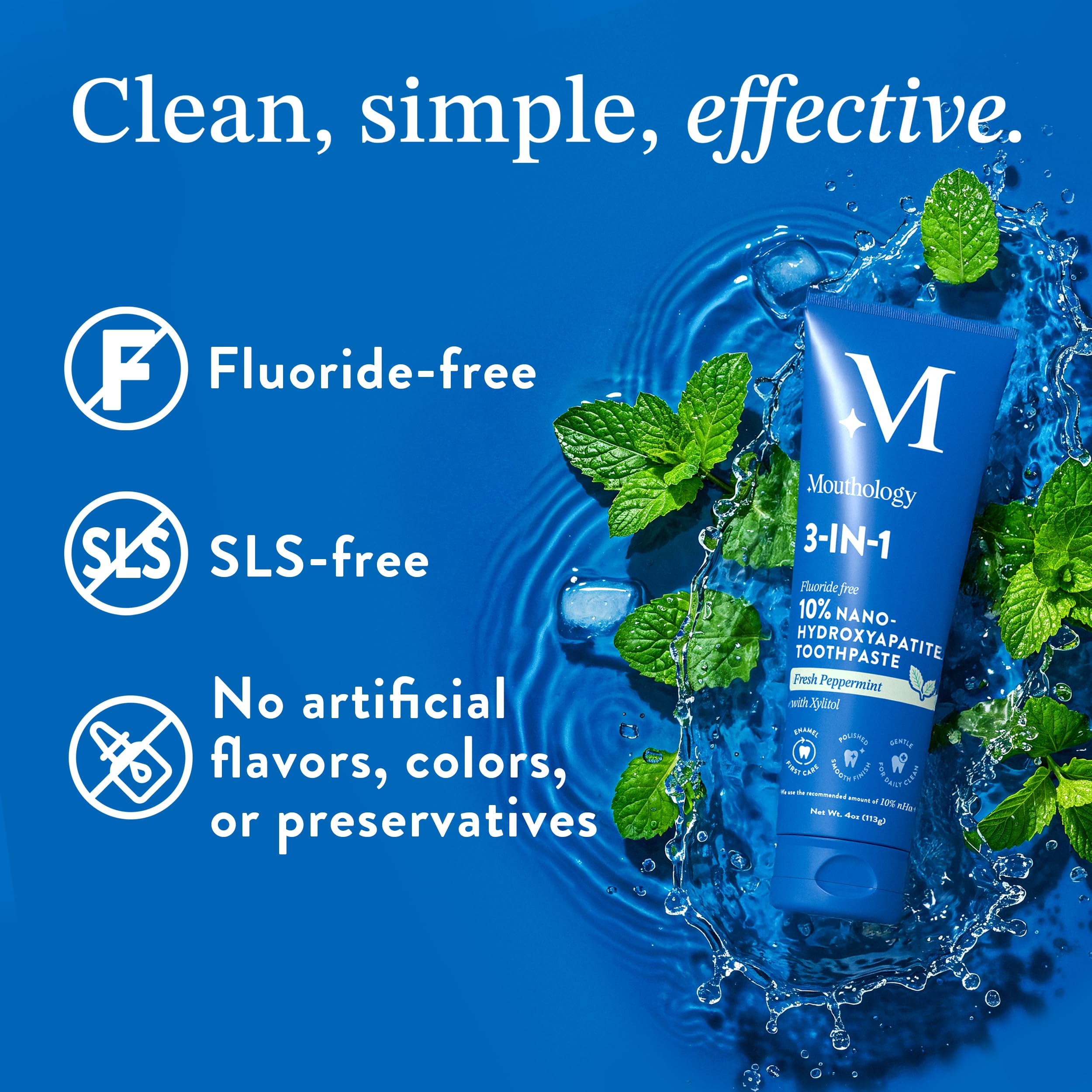 Three-pack Mouthology toothpaste display