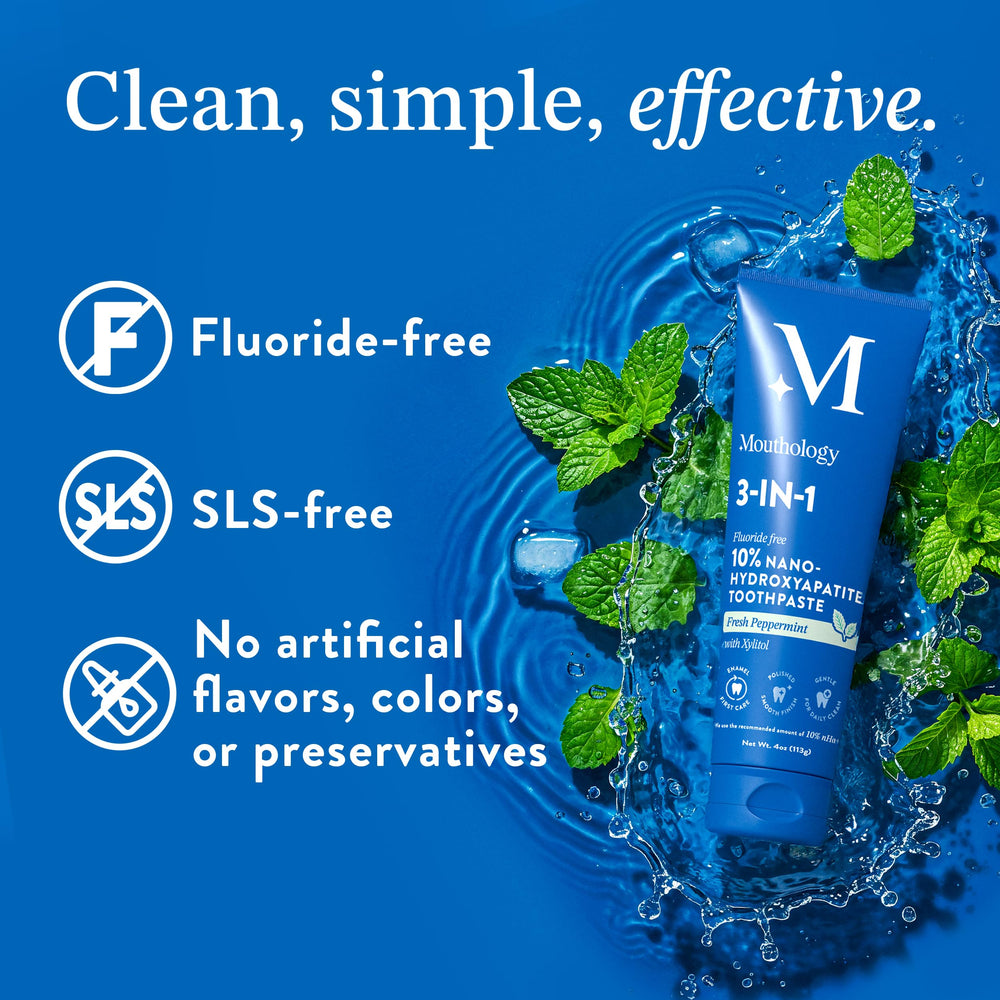 Three-pack Mouthology toothpaste display