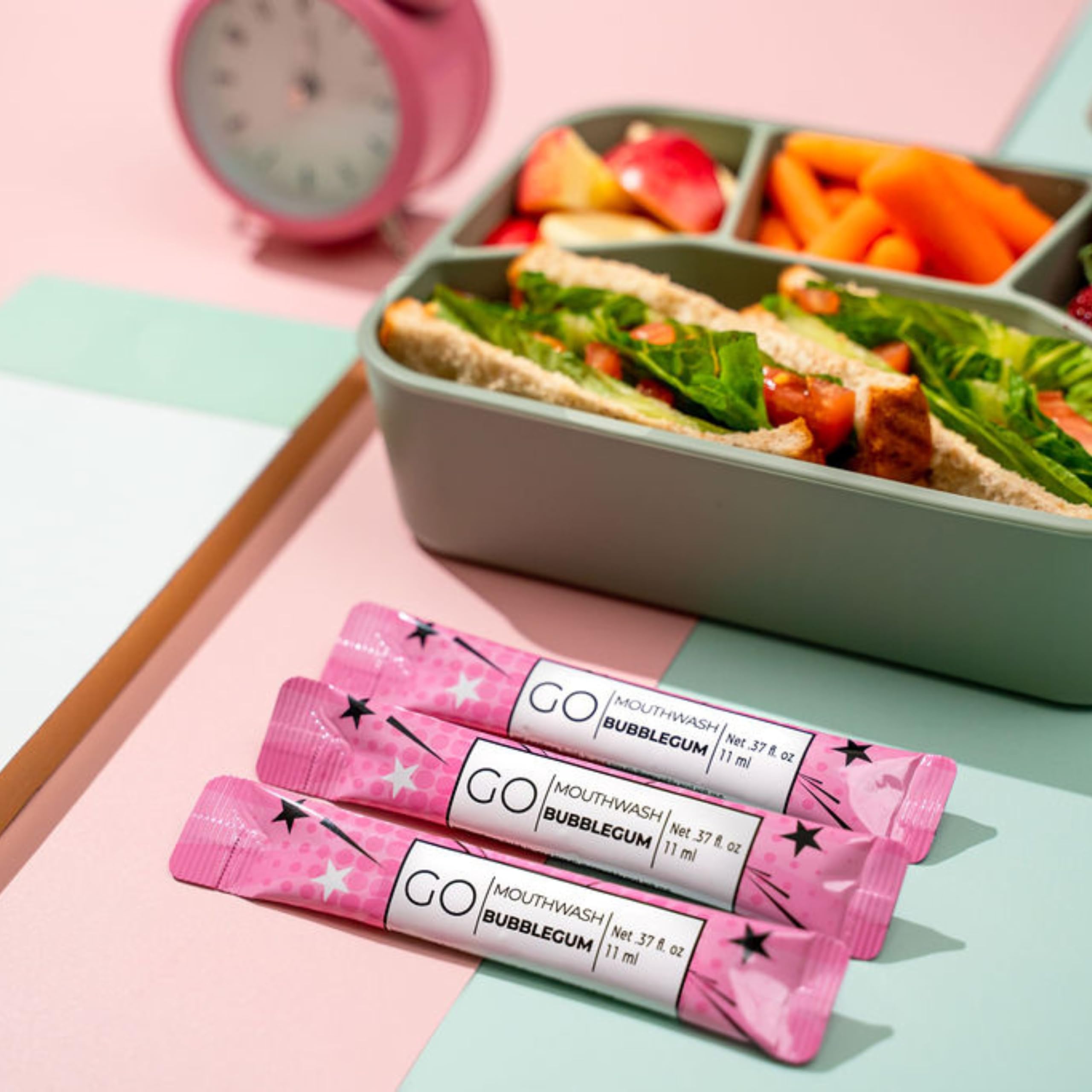 Mouthwash packets ready for lunch boxes