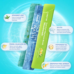 Mouthwash travel-size packet in Grapefruit Mint flavor