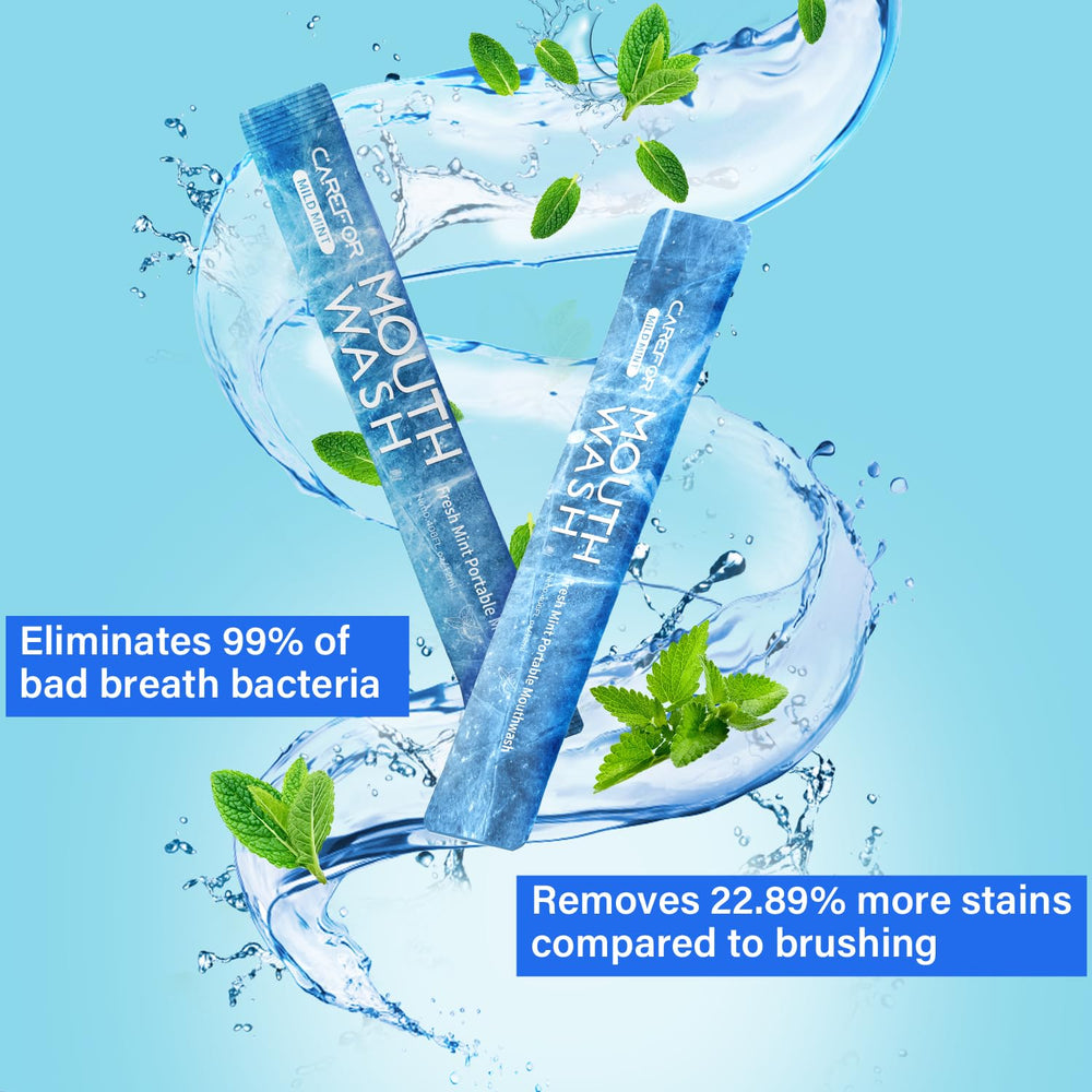 Bag-friendly 12ml mouthwash sachet with icy mint flavor
