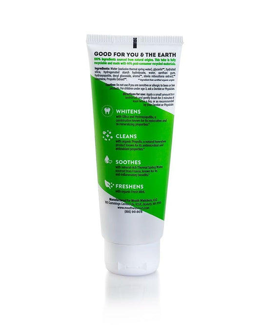 Whitening toothpaste showing stain removal formula