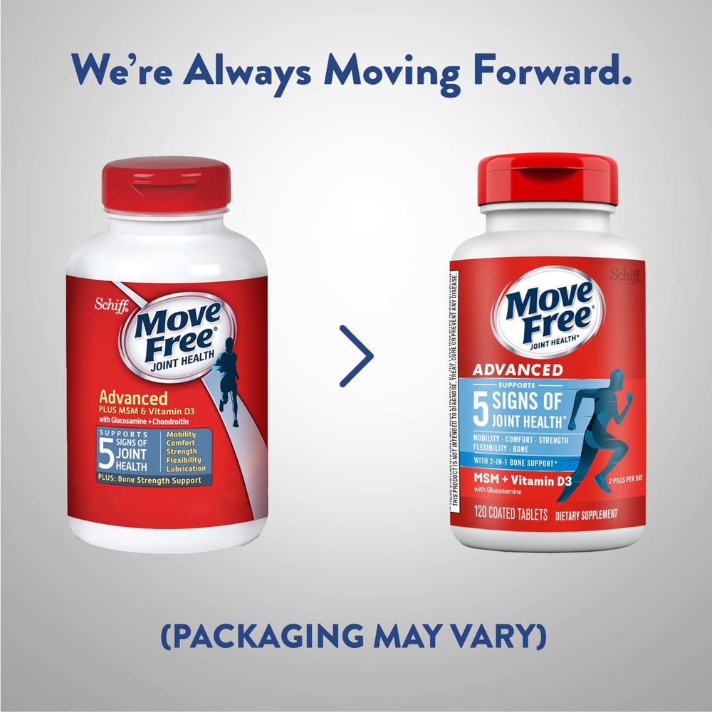Move Free Advanced hyaluronic acid capsules aid joint lubrication for smoother movement.
