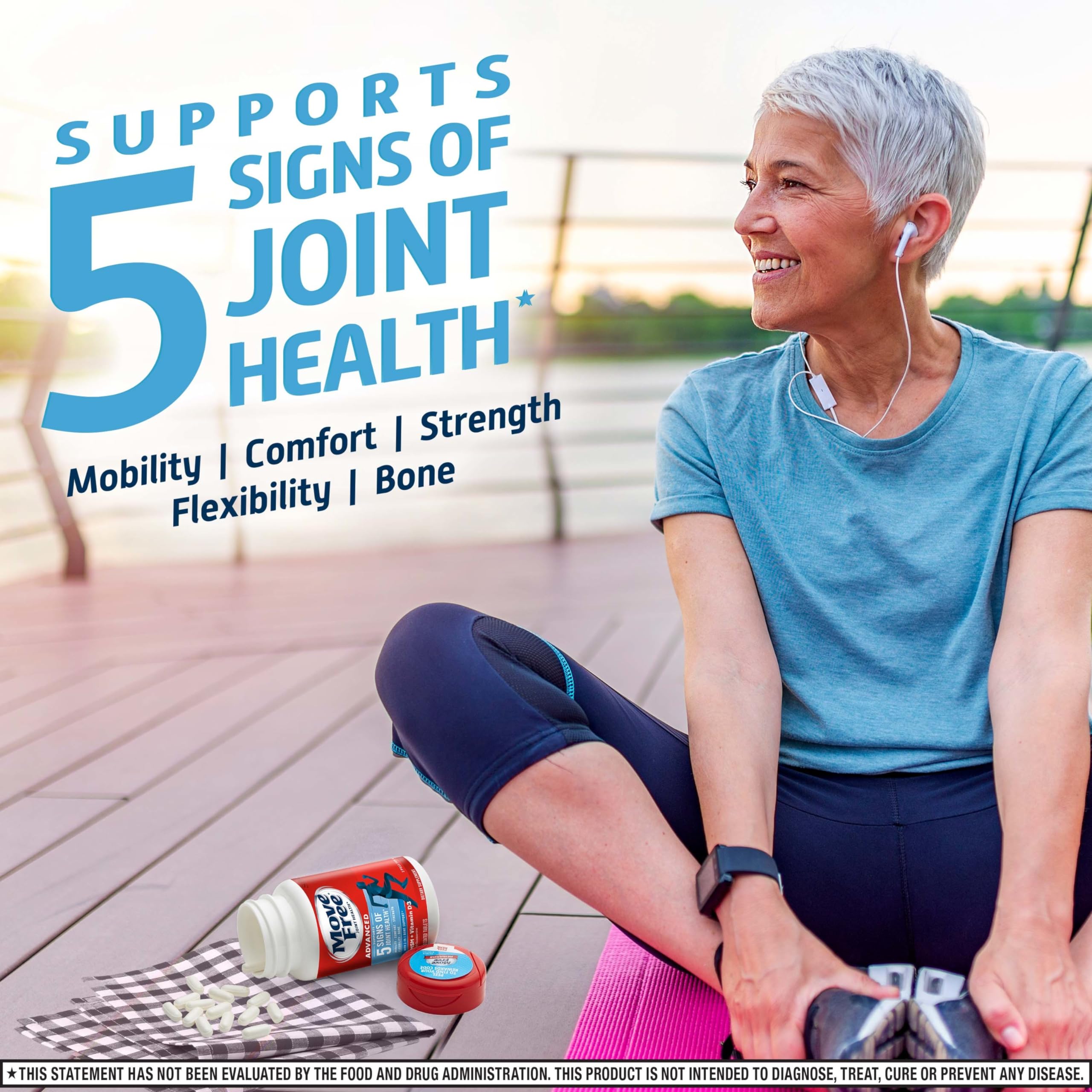 Move Free Advanced Vitamin D3 tablets reinforce bone strength and immune health.