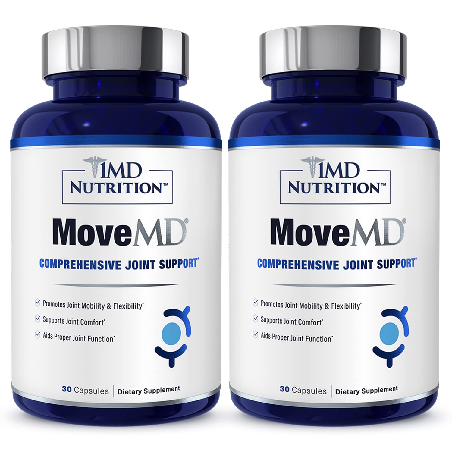 1MD MoveMD joint health supplement bottle with 2-pack packaging