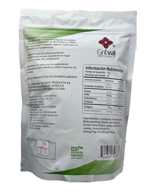 Close-up of Moviment label highlighting sugar-free formula