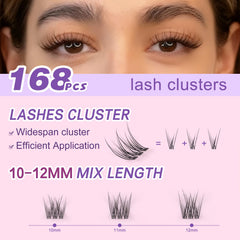 MOWOT Lash Clusters 10-12mm lengths display for versatile styling.