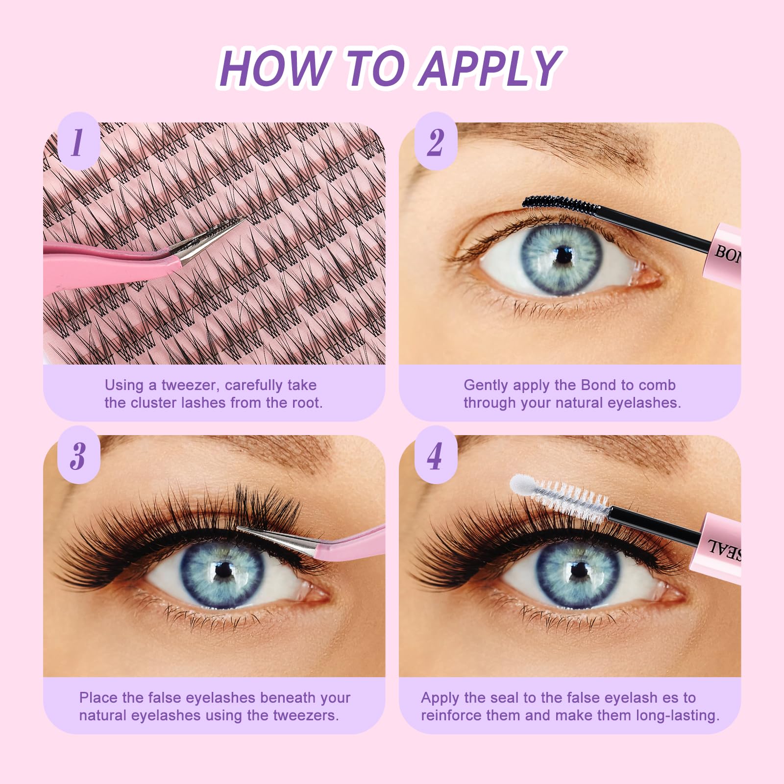 MOWOT Lash Clusters Natural to Dramatic styles for DIY makeup.