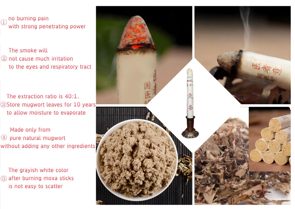 Moxa sticks arranged for moxibustion use