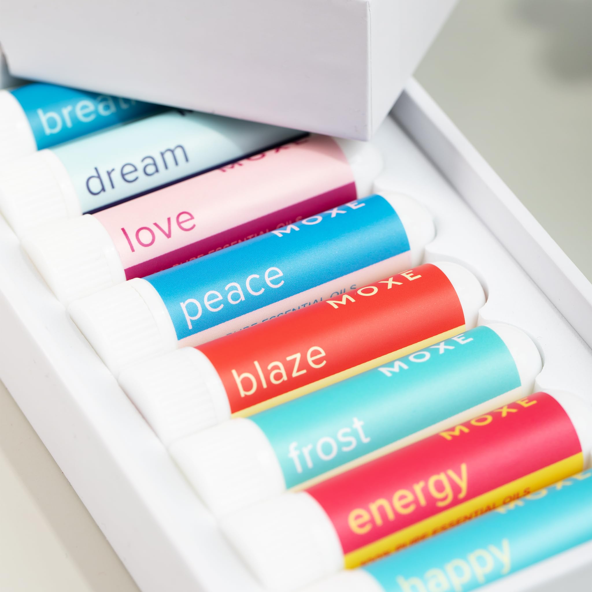 MOXE blend Blaze closeup hints at energizing fragrance for a quick focus boost