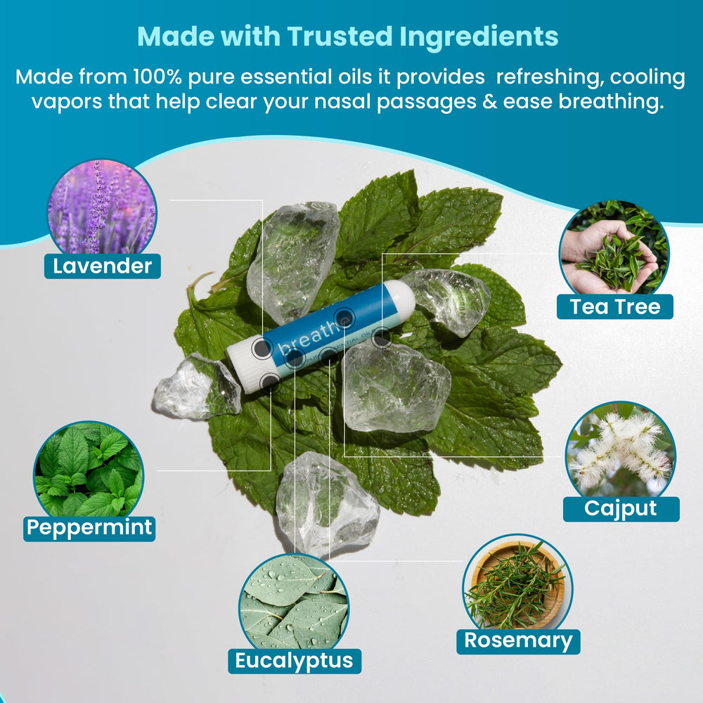 Bottle of peppermint, lavender, and tee tree essential oils