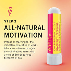 Energy inhaler with grapefruit, spearmint, bergamot, and sandalwood for energy