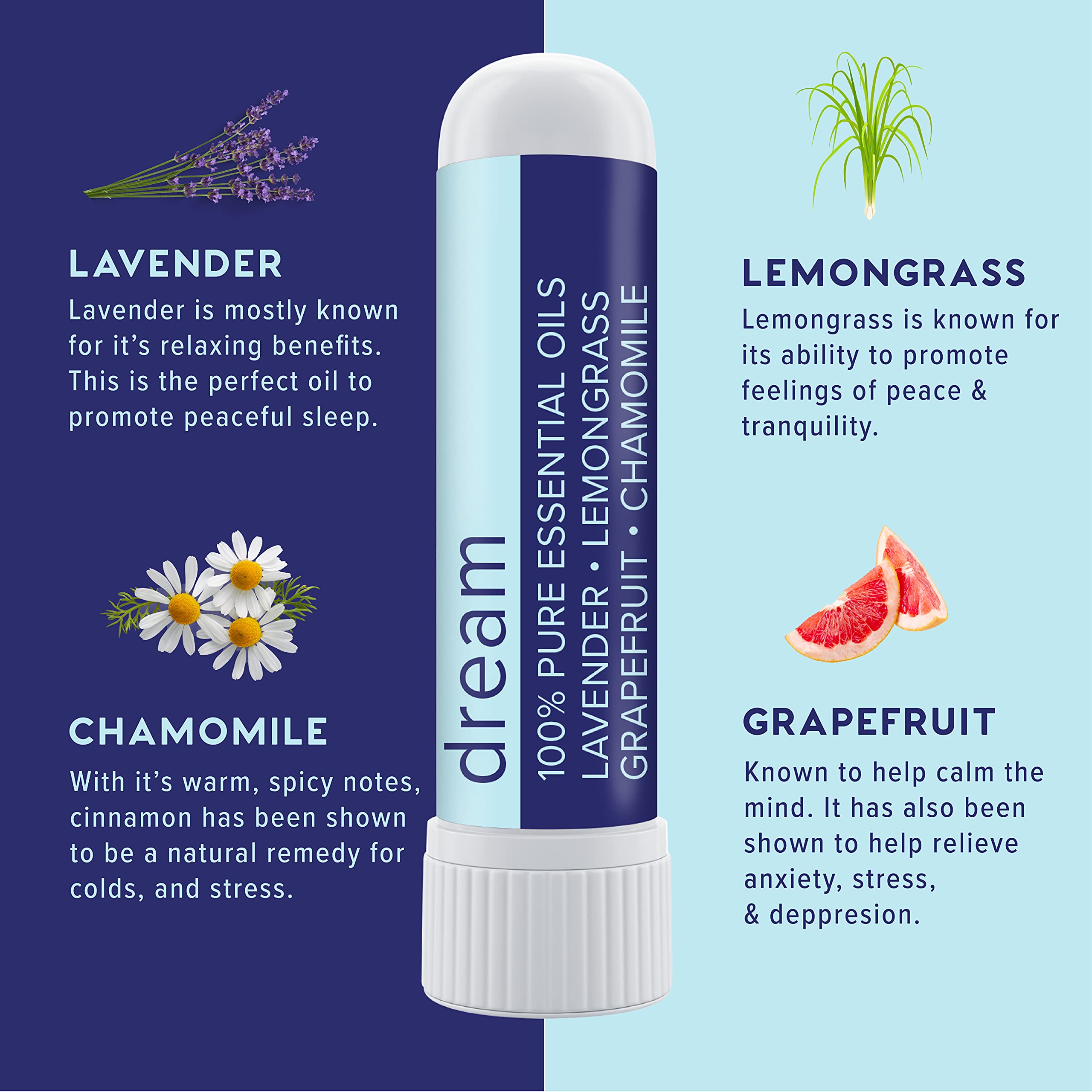 MOXĒ Dream nasal inhaler lemongrass oil brightens senses during winding down.