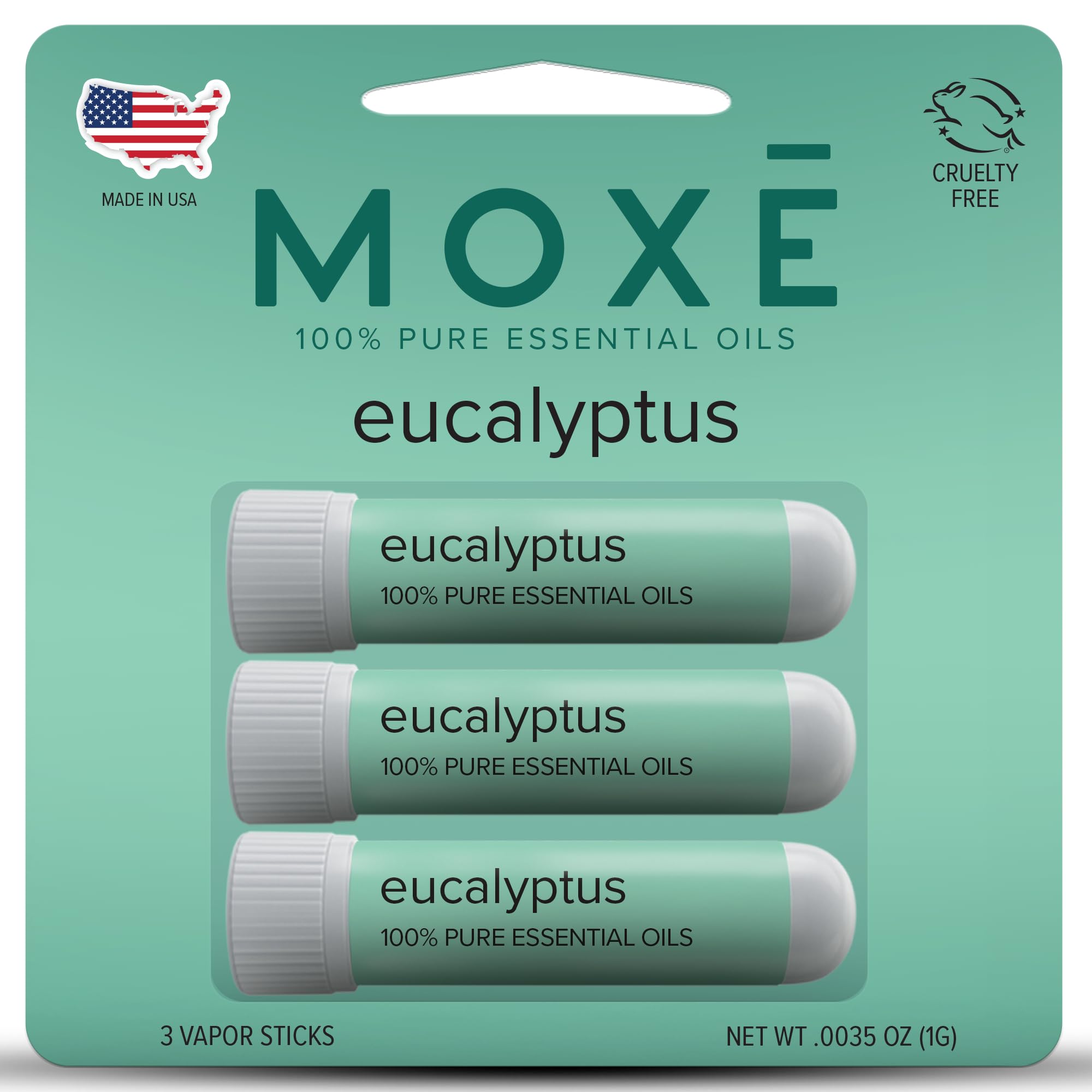 MOXĒ Eucalyptus nasal inhaler 3-pack front view