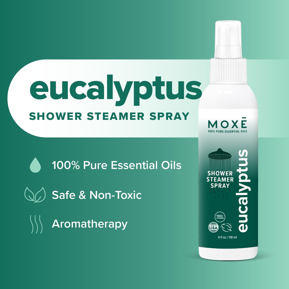 MOXĒ Eucalyptus Shower Mist bottle – back label
