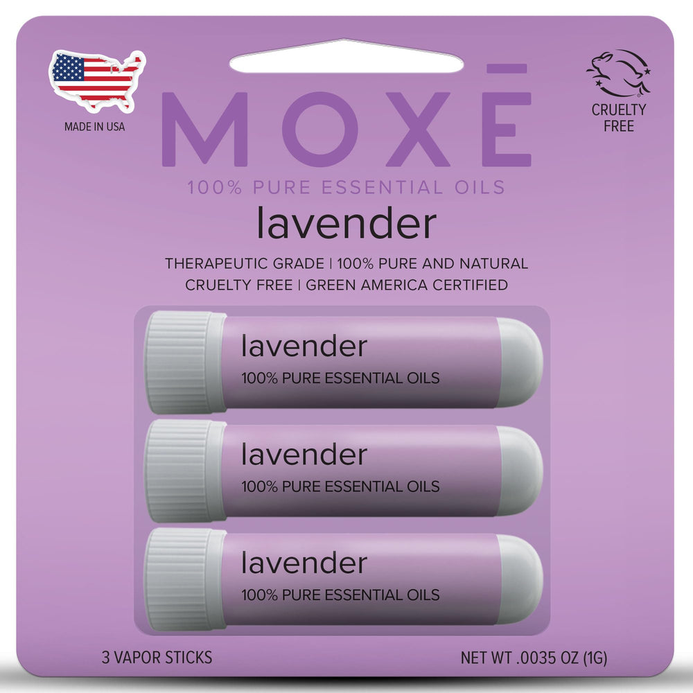 MOXĒ Lavender essential oil inhaler 3-pack front view