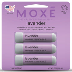 MOXĒ Lavender essential oil inhaler 3-pack front view