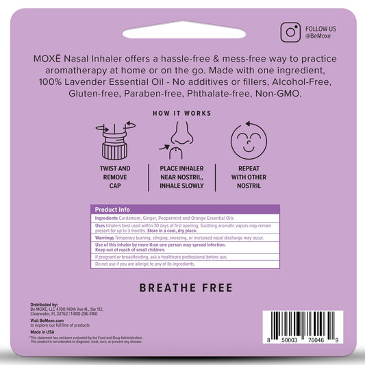 MOXE Lavender inhaler packaging image
