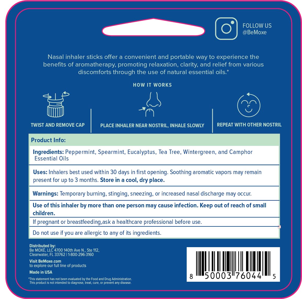 MOXE pure undiluted blend closeup highlighting peppermint and eucalyptus notes for head tension.