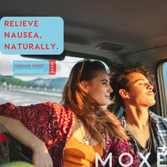 MOXE Nausea Inhaler Stick back-label close-up with simple usage steps.