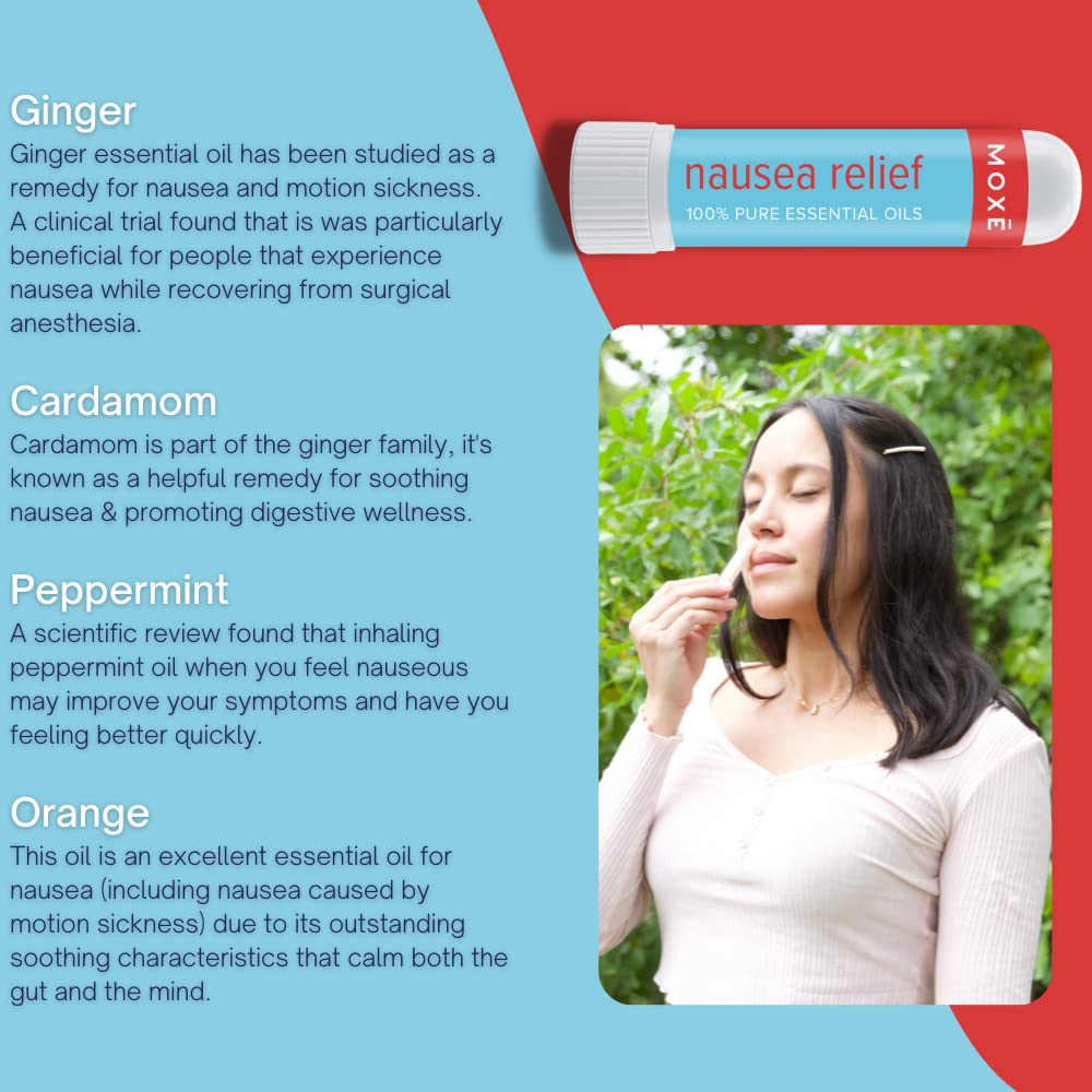 MOXE Nausea Inhaler Stick made-in-usa label emphasizes American-made quality.