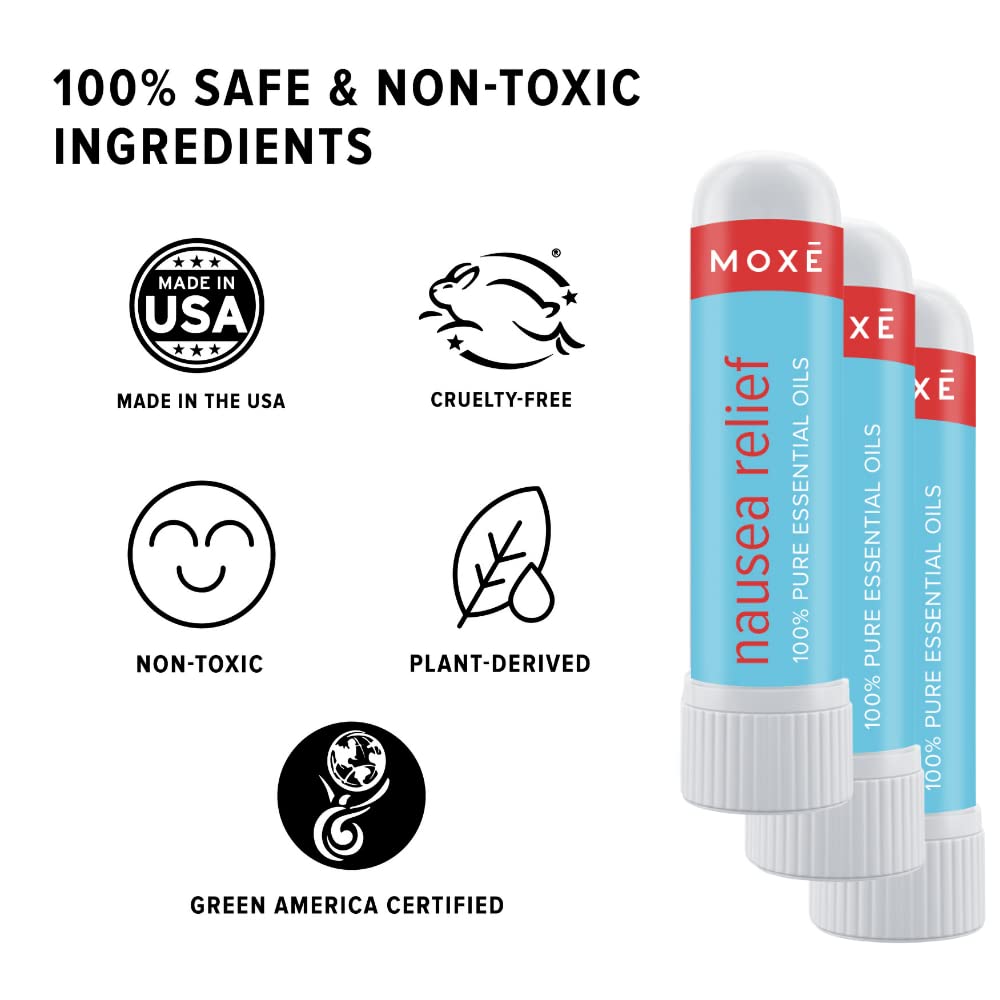 MOXE Nausea Inhaler Stick usage demonstration for quick, gentle inhalation.