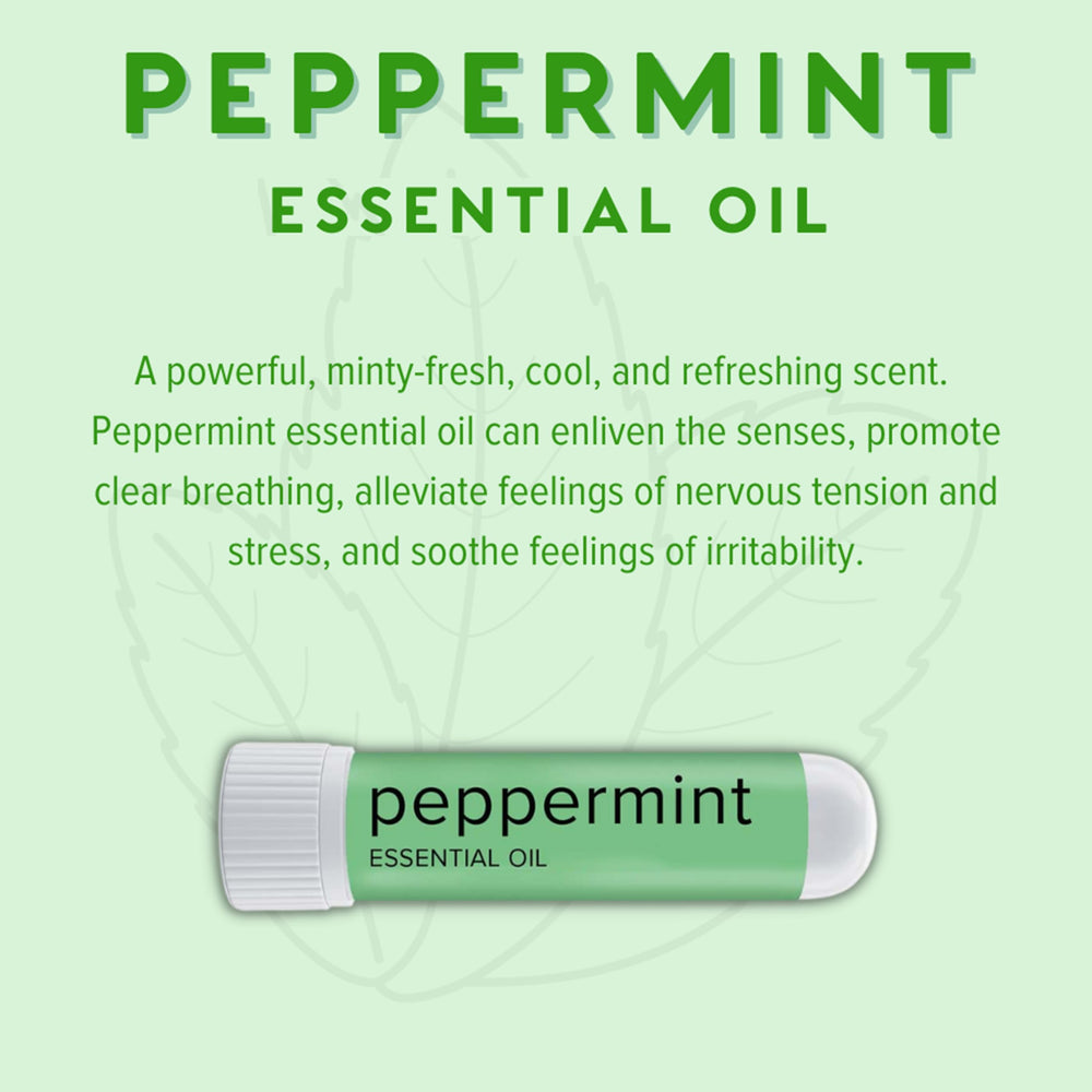 Back label showing ingredients for MOXĒ Peppermint Essential Oil Inhaler 3-pack