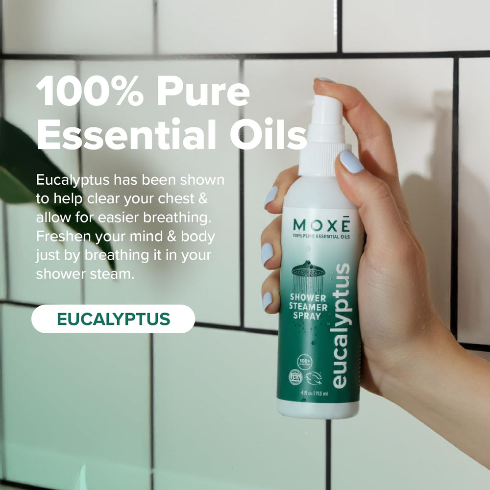 Close-up of MOXE Shower Mist natural essential oils