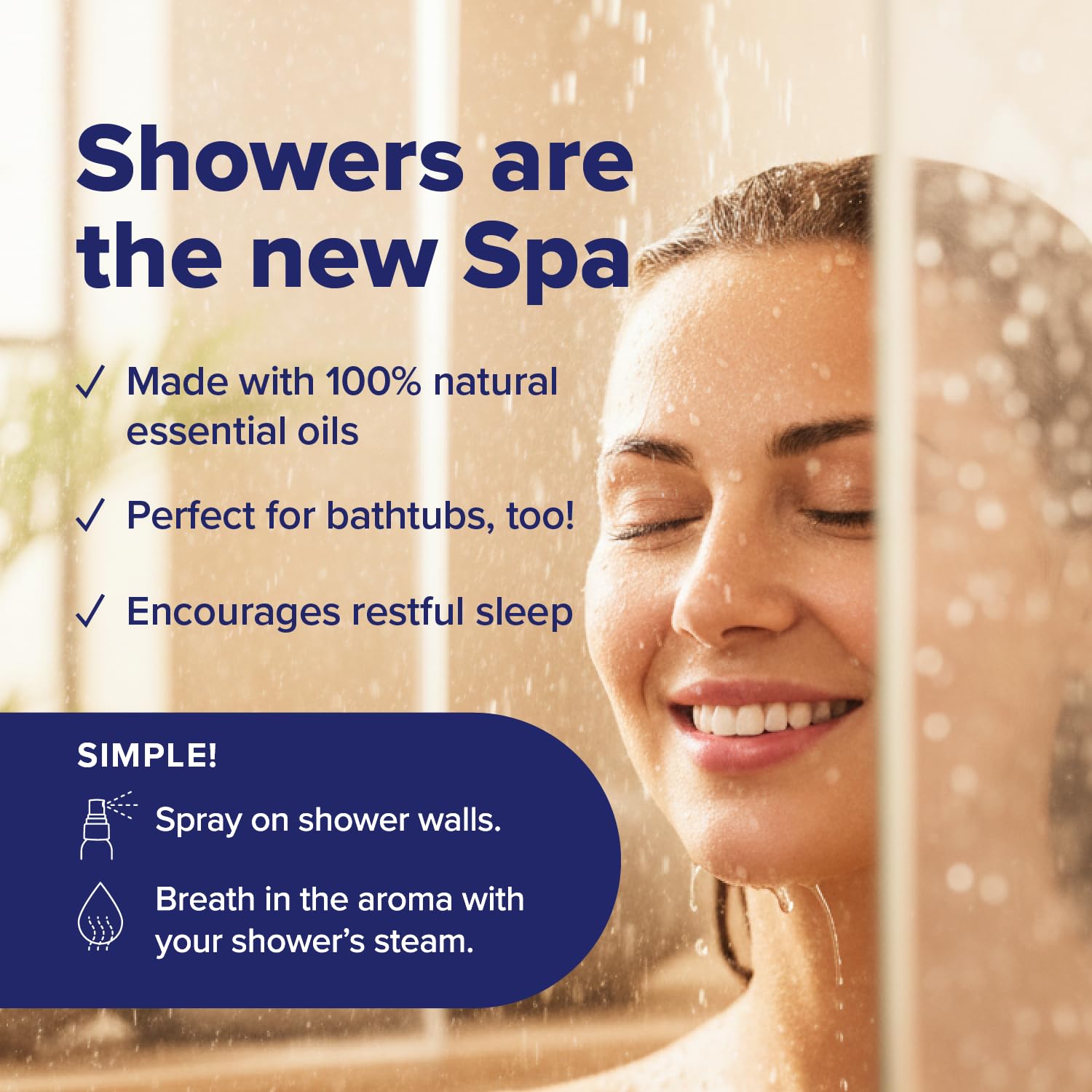 Person spraying MOXE In-Shower Mist in shower