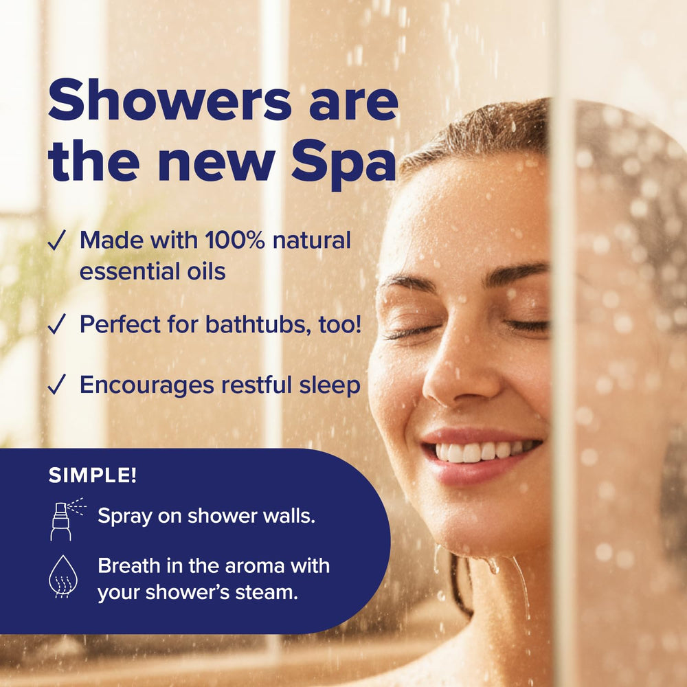 Person spraying MOXE In-Shower Mist in shower