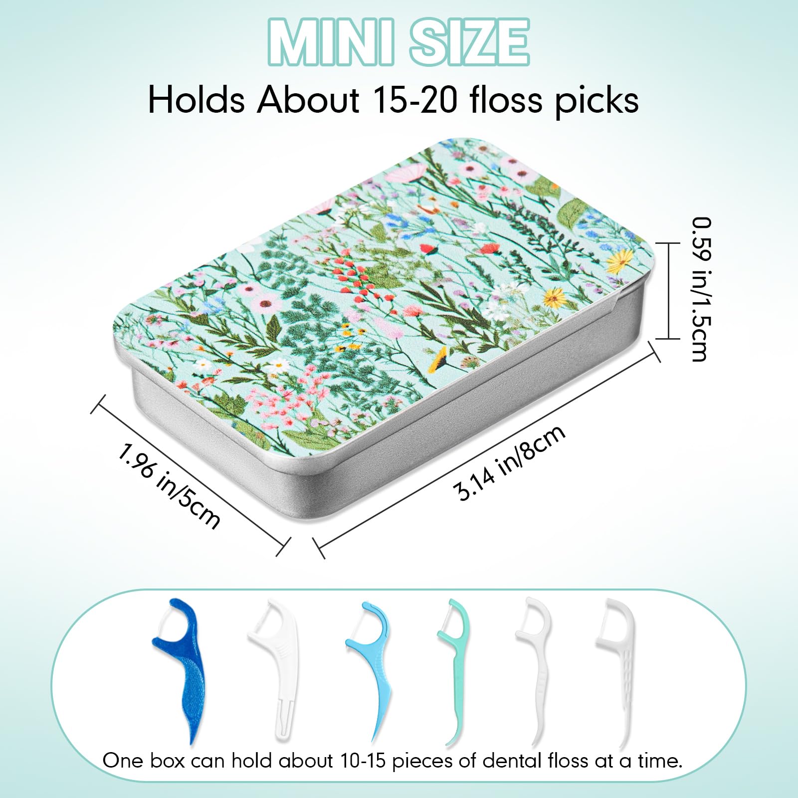 Floral-patterned dental floss case in black background