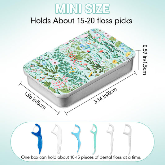 Floral-patterned dental floss case in black background