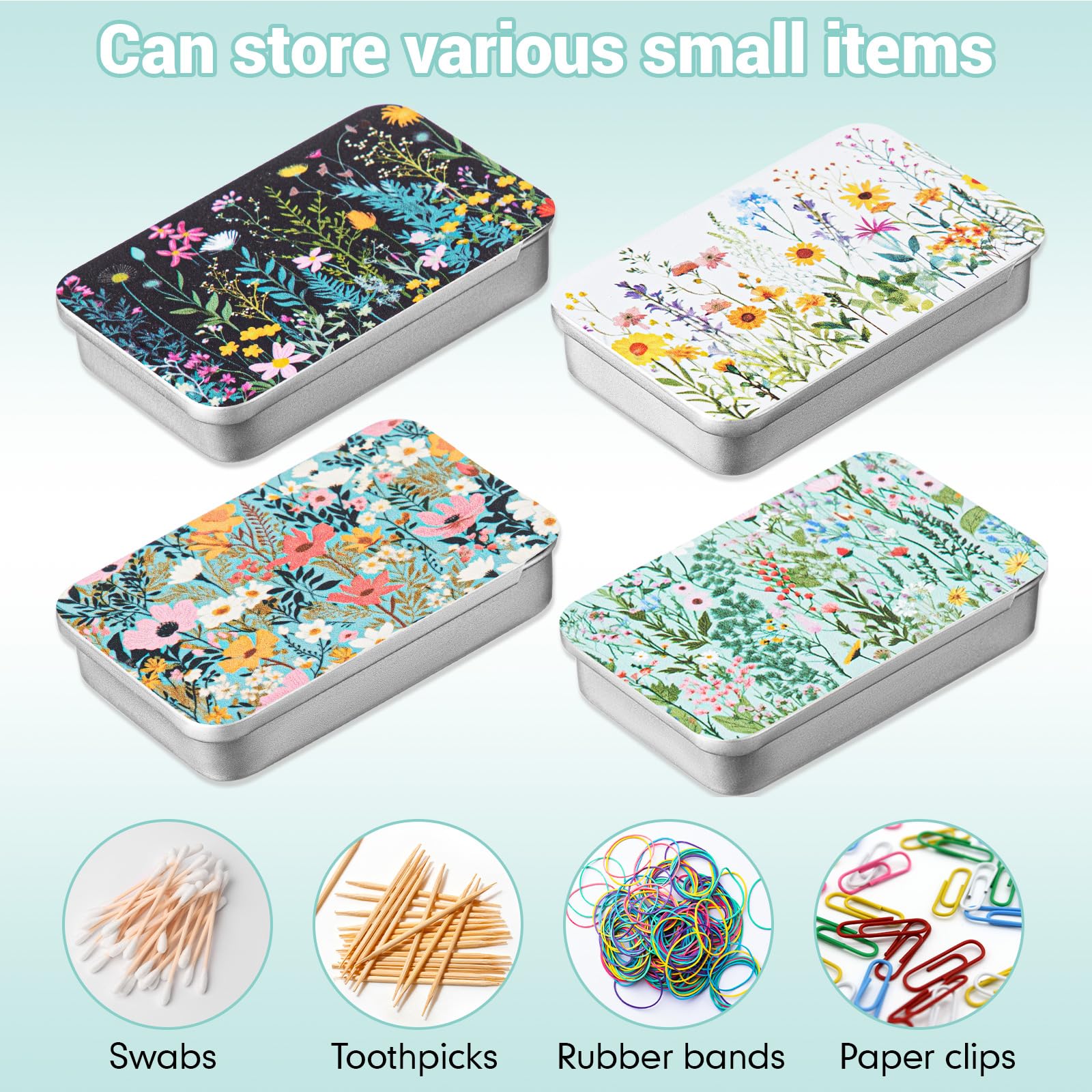 Floral-patterned dental floss case in white background