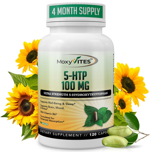 MoxyVites 5HTP 100mg with B6 from organic Griffonia simplicifolia