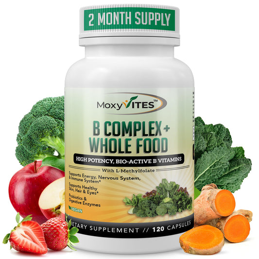 Front label of MoxyVites Vitamin B Complex bottle