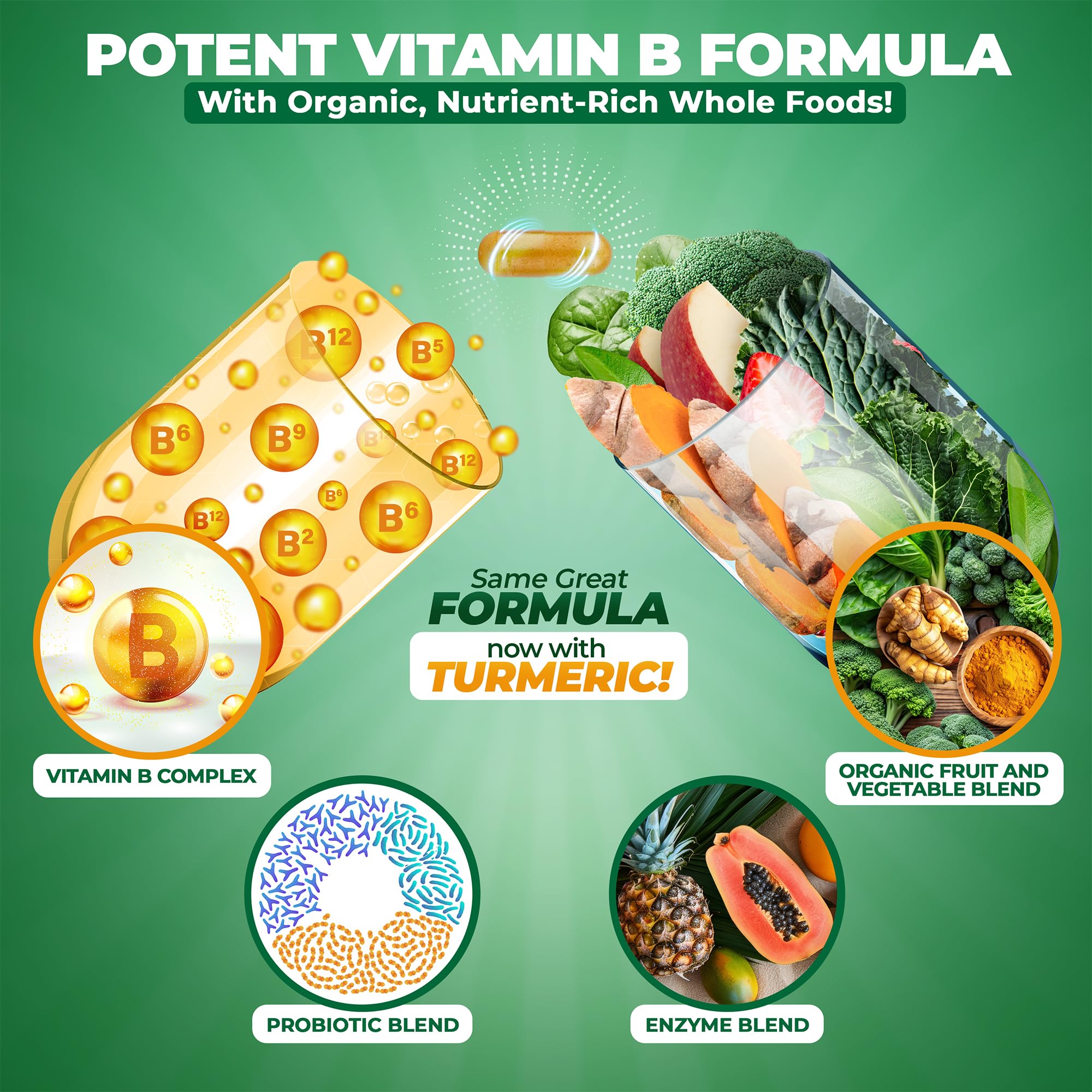 Bottle with probiotics and digestive enzymes icons