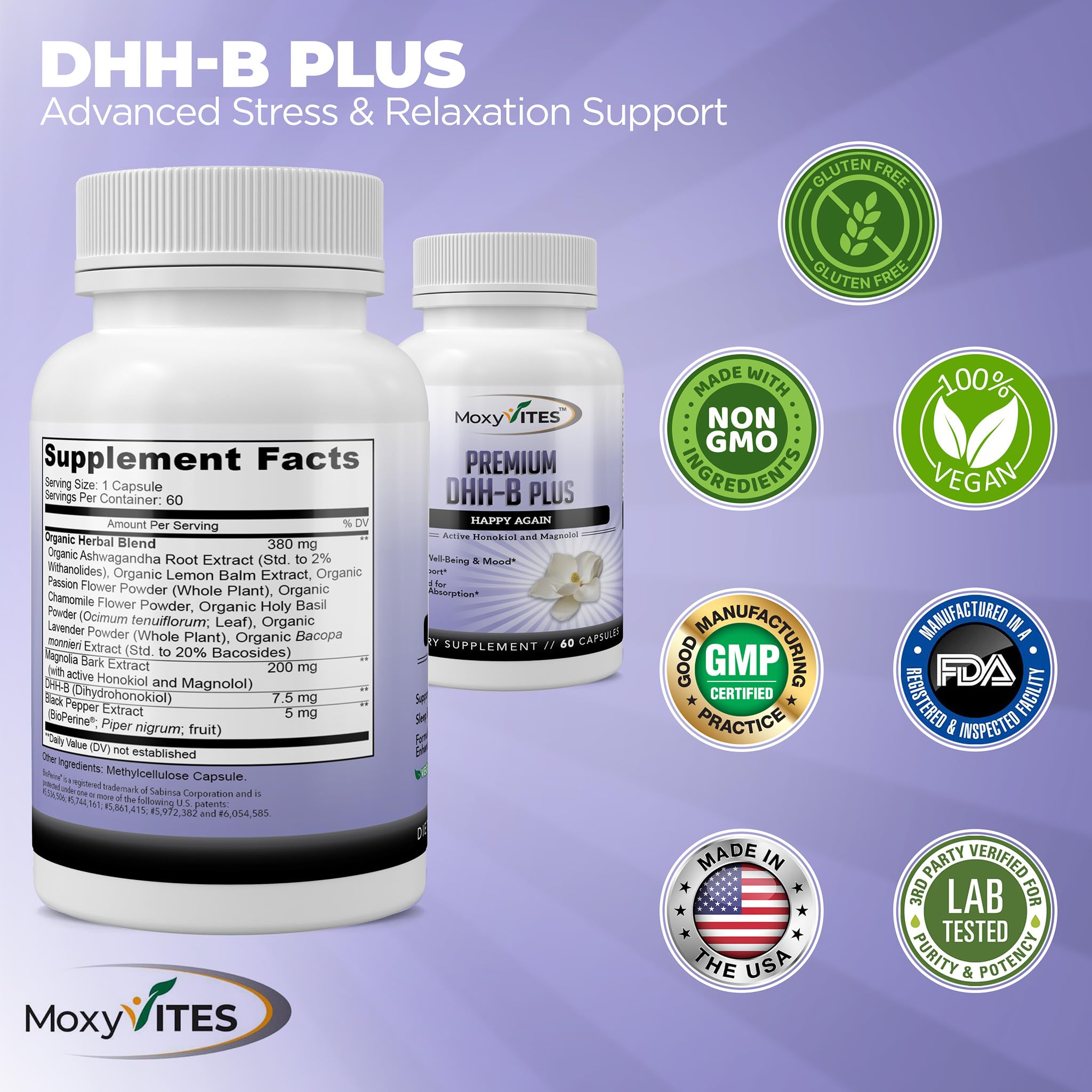 Vegan capsules with non-GMO certification icons