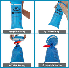 MP Mozzpak leak-proof emesis bag securely closed for odor control