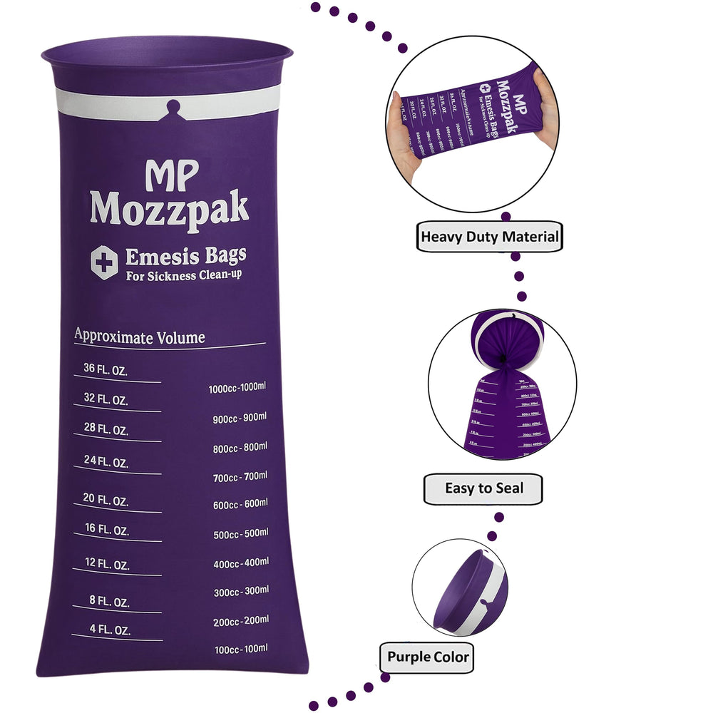 MP Mozzpak emesis bags purple color aids quick recognition