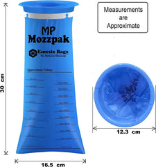 MP Mozzpak emesis bag with twist-seal closure controls odor during travel.
