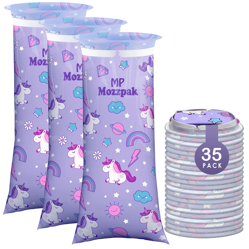 MP Mozzpak Unicorn Kids Vomit Bags blue pack—travel-ready disposal for car trips.
