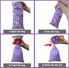 MP Mozzpak Unicorn vomit bags unicorn design closeup highlights kid-friendly comfort.