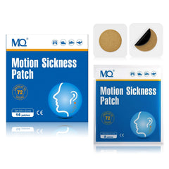 MQ motion sickness patch behind the ear ready for travel relief