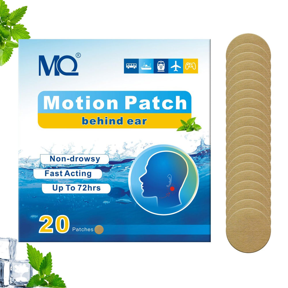 MQ motion sickness patch travel essentials ideal for cruise ships, planes, and cars