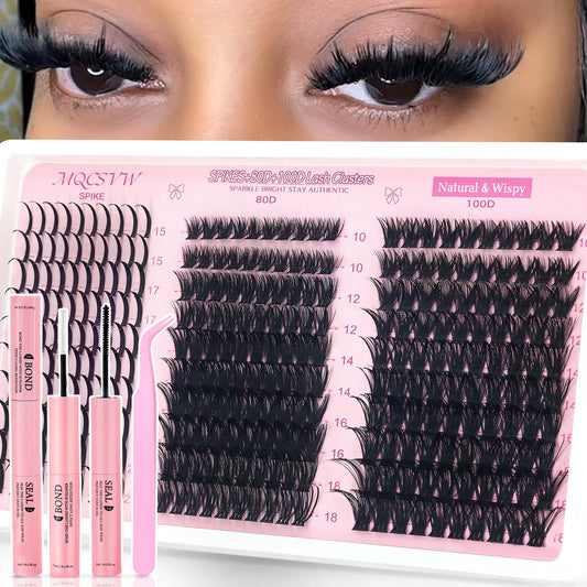 MQCsvw lash clusters spikes 80D-100D in 15-21mm for bold, dramatic volume.
