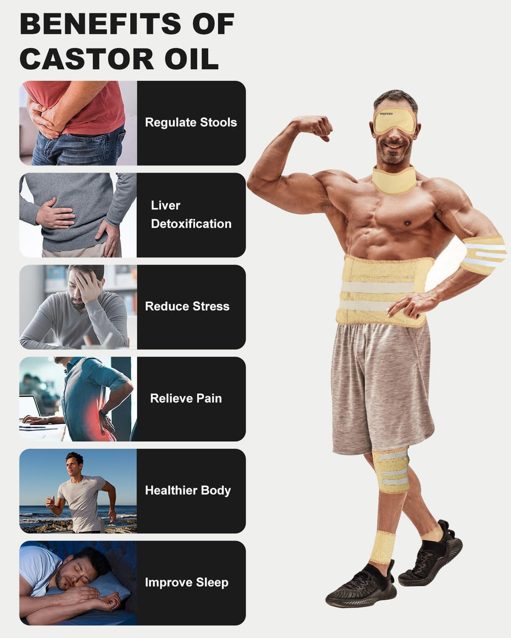 MQFORU castor oil pack wrap for knees