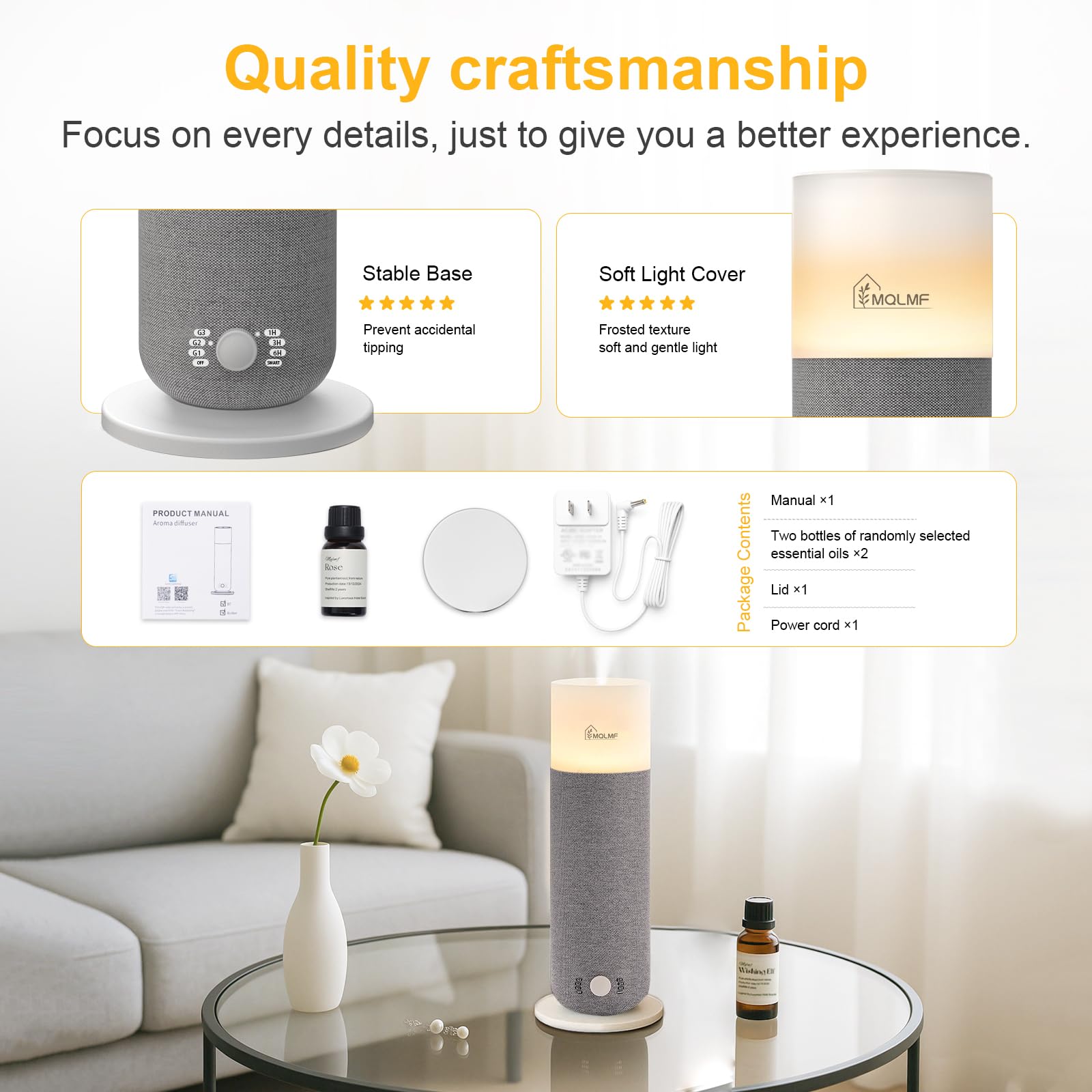 Diffuser covering up to 1000 sq ft in a spacious room