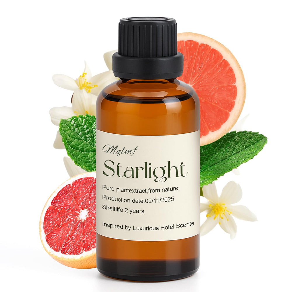 MQLMF Starlight diffuser oil pour creates a calming, inviting space with citrus-floral notes.